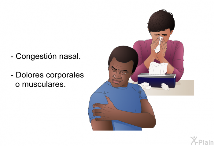 Congestin nasal. Dolores corporales o musculares.