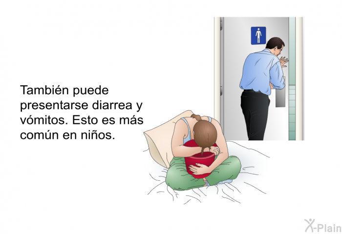 Tambin puede presentarse diarrea y vmitos. Esto es ms comn en nios.