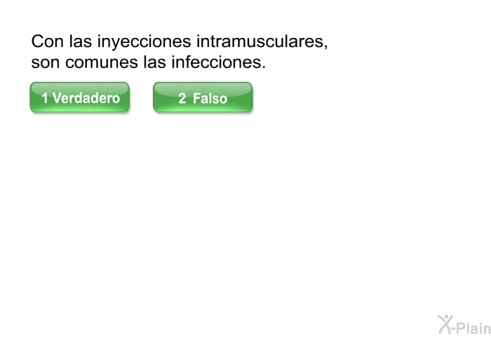 Con las inyecciones intramusculares, son comunes las infecciones.