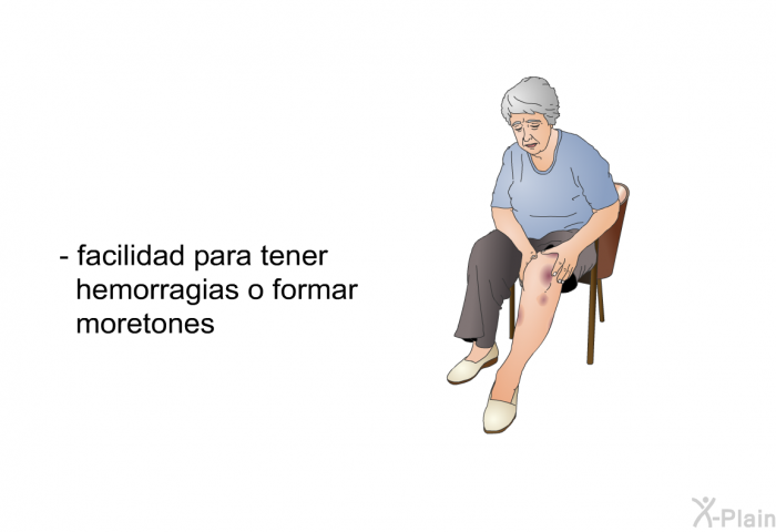 facilidad para tener hemorragias o formar moretones
