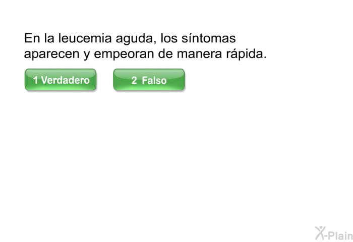 En la leucemia aguda, los sntomas aparecen y empeoran de manera rpida.