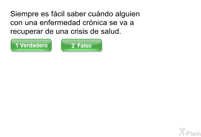 Siempre es fcil saber cundo alguien con una enfermedad crnica se va a recuperar de una crisis de salud.