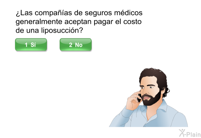 ¿Las compaas de seguros mdicos generalmente aceptan pagar el costo de una liposuccin?