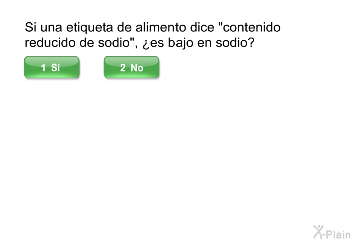 Si una etiqueta de alimento dice “contenido reducido de sodio”, ¿es bajo en sodio?