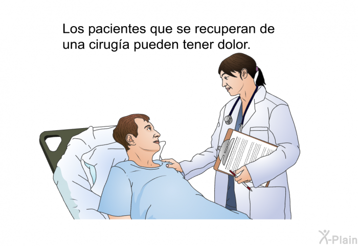 Los pacientes que se recuperan de una ciruga pueden tener dolor.