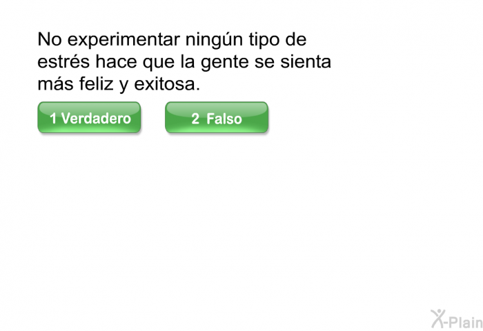 No experimentar ningn tipo de estrs hace que la gente se sienta ms feliz y exitosa.