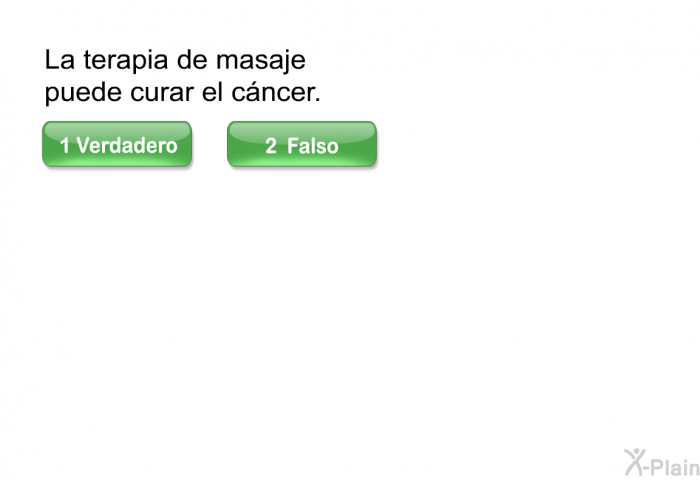 La terapia de masaje puede curar el cncer. Elija verdadero o falso.