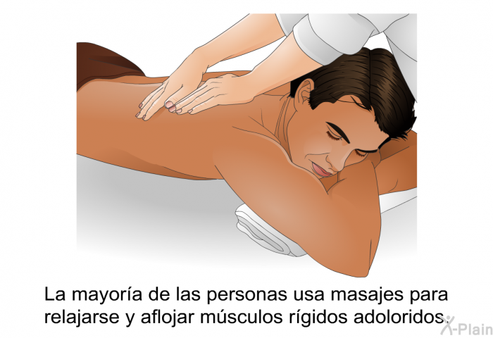 La mayora de las personas usa masajes para relajarse y aflojar msculos rgidos adoloridos.