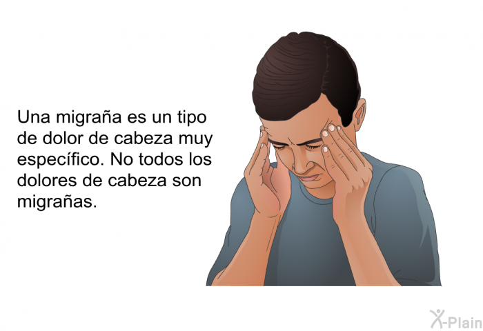 Una migraa es un tipo de dolor de cabeza muy especfico. No todos los dolores de cabeza son migraas.