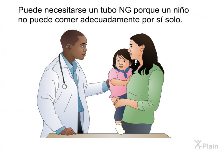 Puede necesitarse un tubo NG porque un nio no puede comer adecuadamente por s solo.