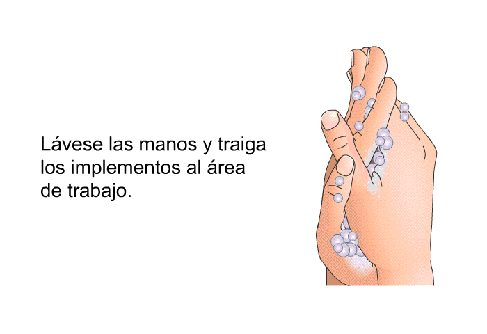 L�vese las manos y traiga los implementos al �rea de trabajo.