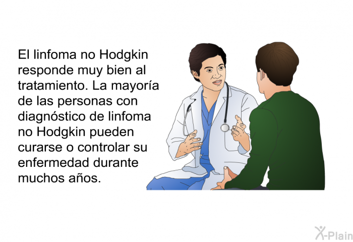 El linfoma no Hodgkin responde muy bien al tratamiento. La mayora de las personas con diagnstico de linfoma no Hodgkin pueden curarse o controlar su enfermedad durante muchos aos.