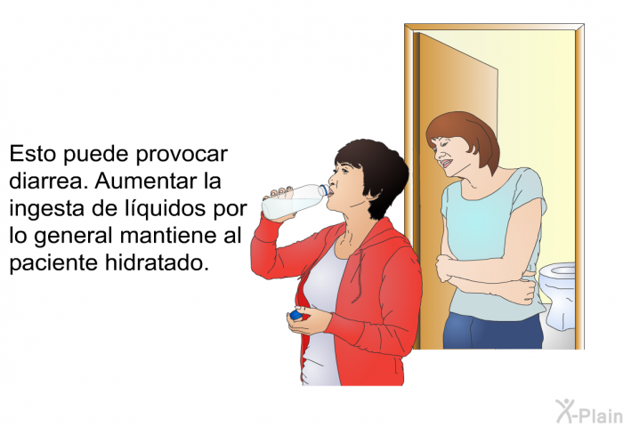 Esto puede provocar diarrea. Aumentar la ingesta de lquidos por lo general mantiene al paciente hidratado.
