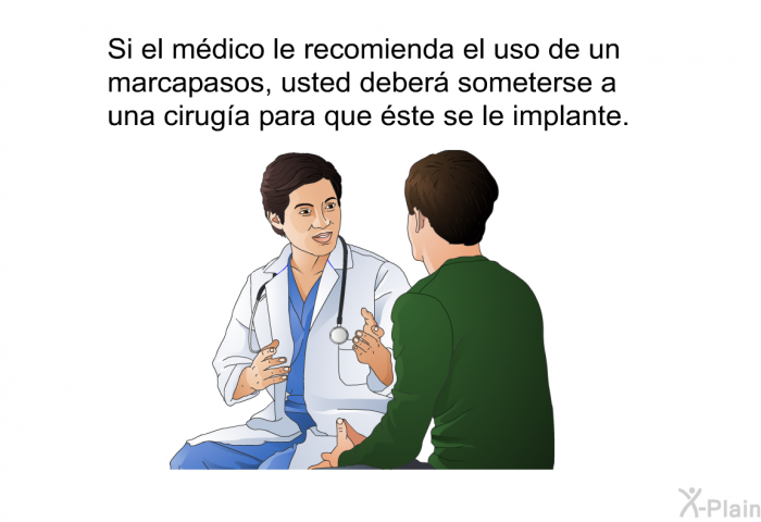 Si el mdico le recomienda el uso de un marcapasos, usted deber someterse a una ciruga para que ste se le implante.