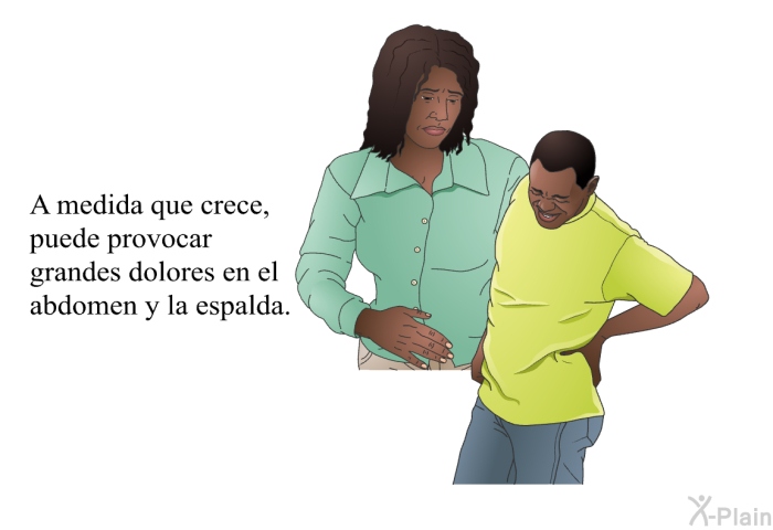 A medida que crece, puede provocar grandes dolores en el abdomen y la espalda.