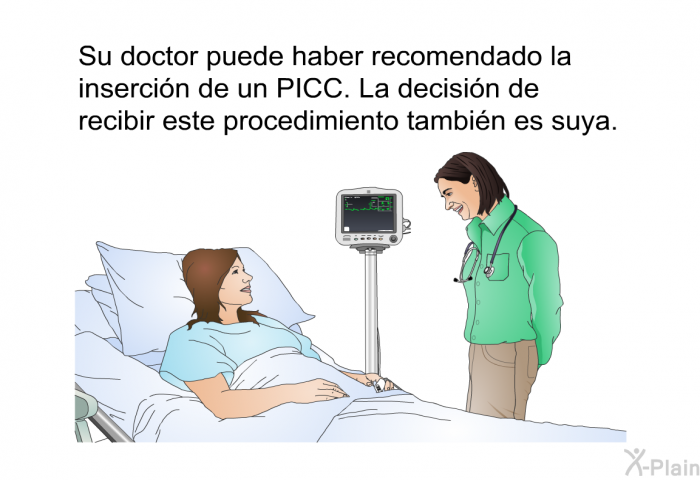 Su doctor puede haber recomendado la insercin de un PICC. La decisin de recibir este procedimiento tambin es suya.