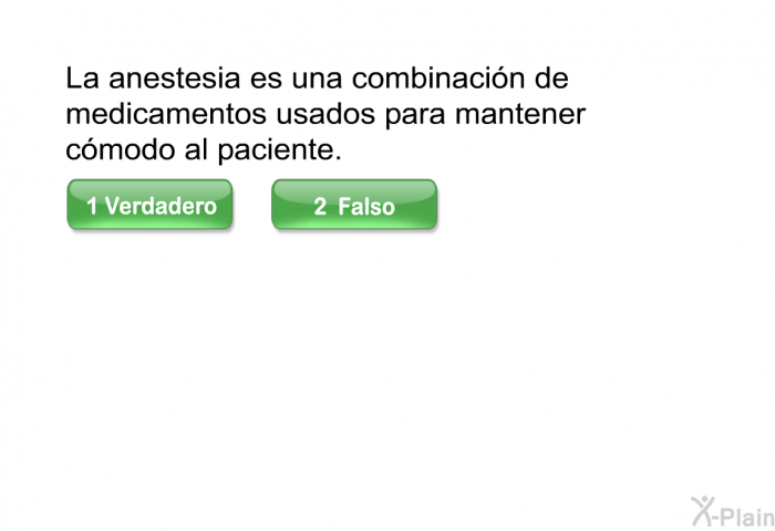 La anestesia es una combinacin de medicamentos usados para mantener cmodo al paciente.