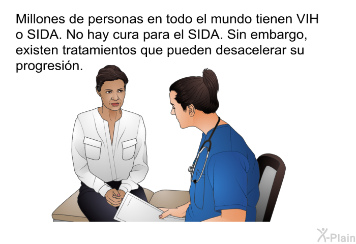 Millones de personas en todo el mundo tienen VIH o SIDA. No hay cura para el SIDA. Sin embargo, existen tratamientos que pueden desacelerar su progresin.