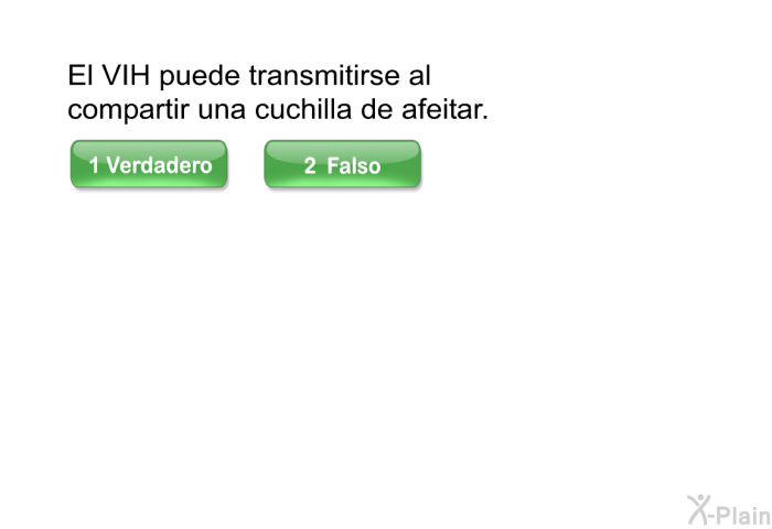 El VIH puede transmitirse al compartir una cuchilla de afeitar.