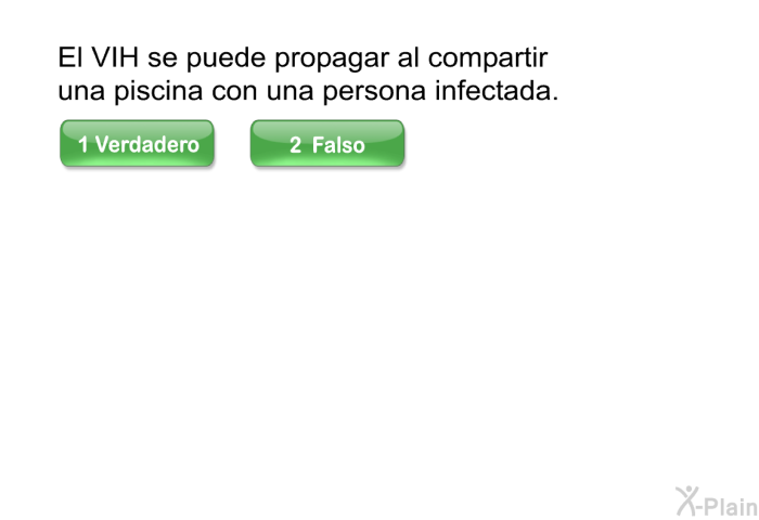 El VIH se puede propagar al compartir una piscina con una persona infectada.