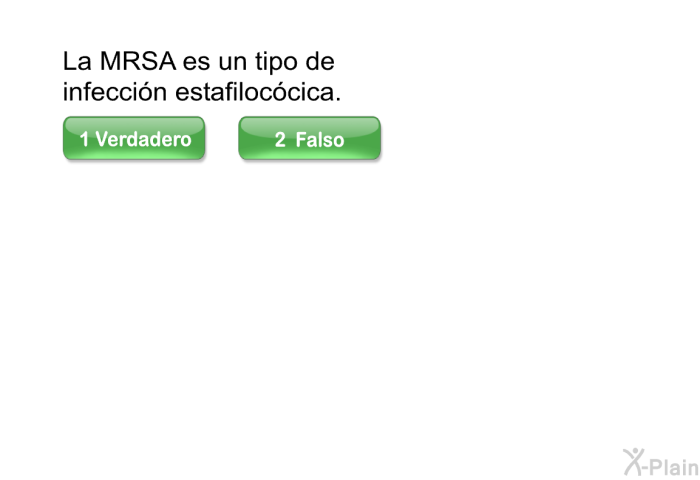 La MRSA es un tipo de infeccin estafiloccica.