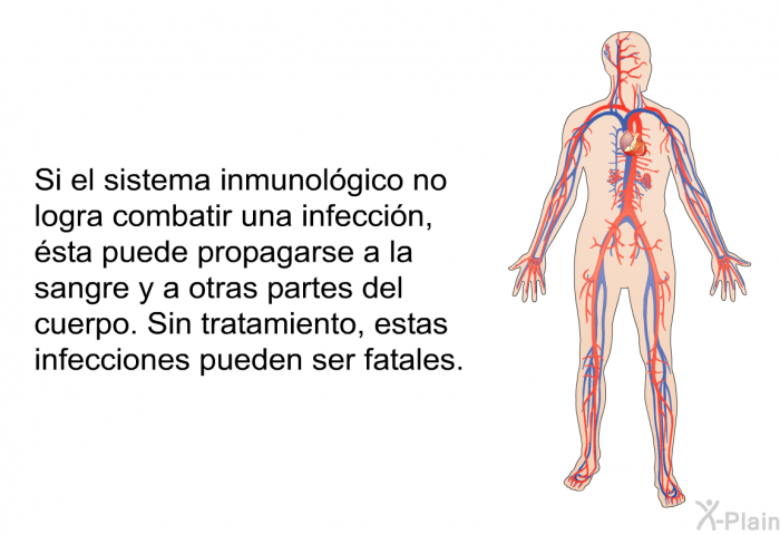 Si el sistema inmunolgico no logra combatir una infeccin, sta puede propagarse a la sangre y a otras partes del cuerpo. Sin tratamiento, estas infecciones pueden ser fatales.
