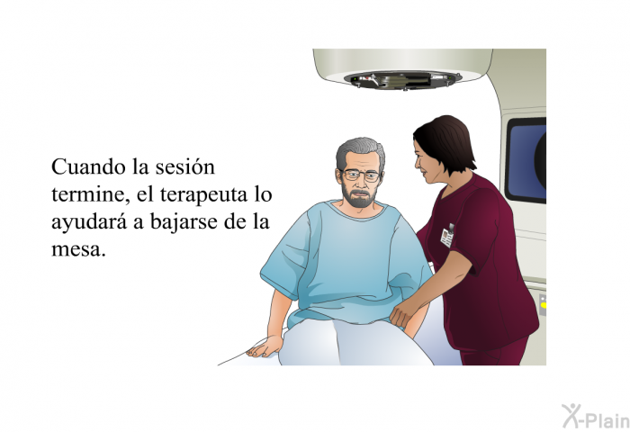 Cuando la sesin termine, el terapeuta lo ayudar a bajarse de la mesa.