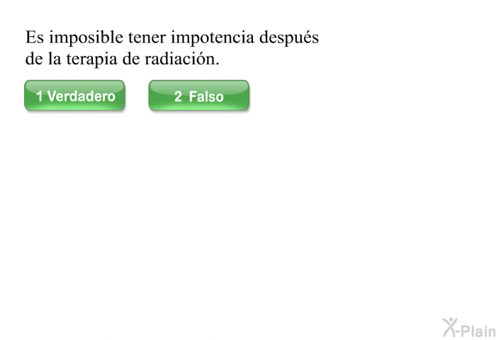Es imposible tener impotencia despus de la terapia de radiacin.