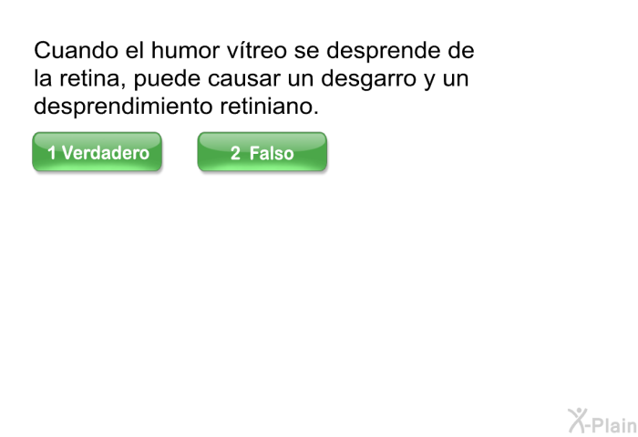 Cuando el humor vtreo se desprende de la retina, puede causar un desgarro y un desprendimiento retiniano.