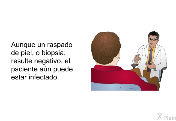 Aunque un raspado de piel, o biopsia, resulte negativo, el paciente an puede estar infectado.