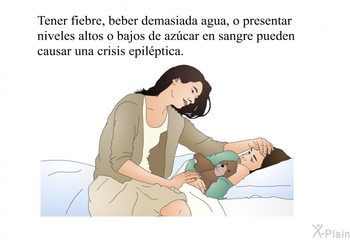 Tener fiebre, beber demasiada agua, o presentar niveles altos o bajos de azcar en sangre pueden causar una crisis epilptica.