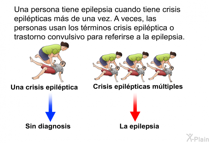 Una persona tiene epilepsia cuando tiene crisis epilpticas ms de una vez. A veces, las personas usan los trminos crisis epilptica o trastorno convulsivo para referirse a la epilepsia.