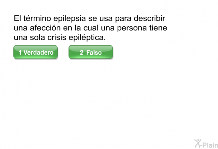 El trmino <I>epilepsia</I> se usa para describir una afeccin en la cual una persona tiene una sola crisis epilptica.