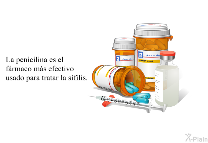 La penicilina es el frmaco ms efectivo usado para tratar la sfilis.