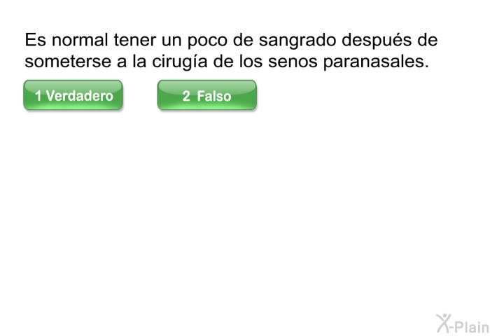 Es normal tener un poco de sangrado despus de someterse a la ciruga de los senos paranasales.