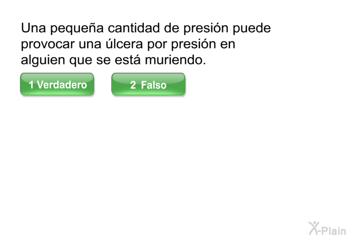 Una pequea cantidad de presin puede provocar una lcera por presin en alguien que se est muriendo.