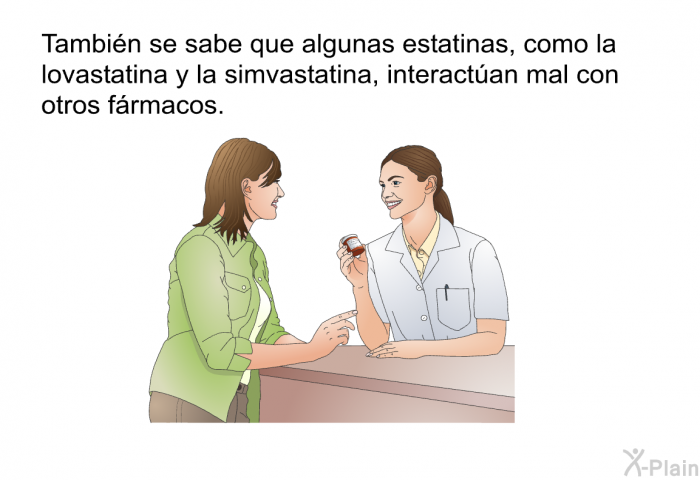 Tambin se sabe que algunas estatinas, como la lovastatina y la simvastatina, interactan mal con otros frmacos.