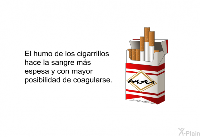 El humo de los cigarrillos hace la sangre ms espesa y con mayor posibilidad de coagularse.