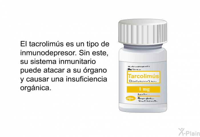 El tacrolims es un tipo de inmunodepresor. Sin este, su sistema inmunitario puede atacar a su rgano y causar una insuficiencia orgnica.