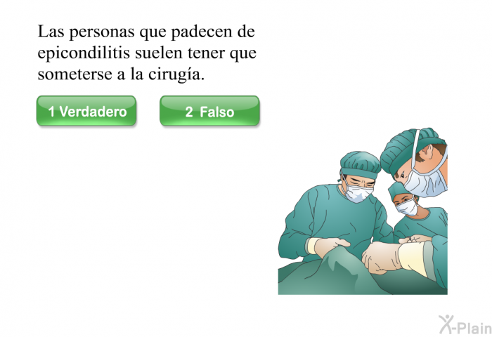 Las personas que padecen de epicondilitis suelen tener que someterse a la ciruga.