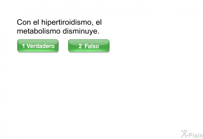 Con el hipertiroidismo, el metabolismo disminuye.