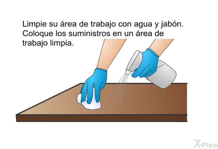 Limpie su �rea de trabajo con agua y jab�n. Coloque los suministros en un �rea de trabajo limpia.