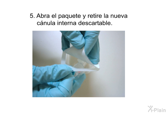 Abra el paquete y retire la nueva c�nula interna descartable.