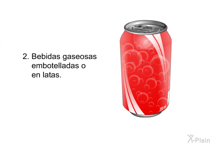 Bebidas gaseosas embotelladas o en latas.