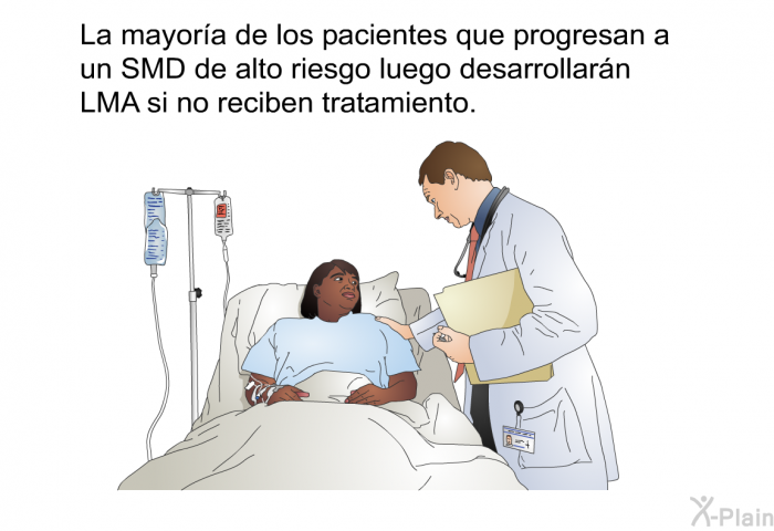 La mayora de los pacientes que progresan a un SMD de alto riesgo luego desarrollarn LMA si no reciben tratamiento.