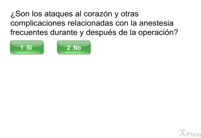 ¿Son los ataques al corazn y otras complicaciones relacionadas con la anestesia frecuentes durante y despus de la operacin?