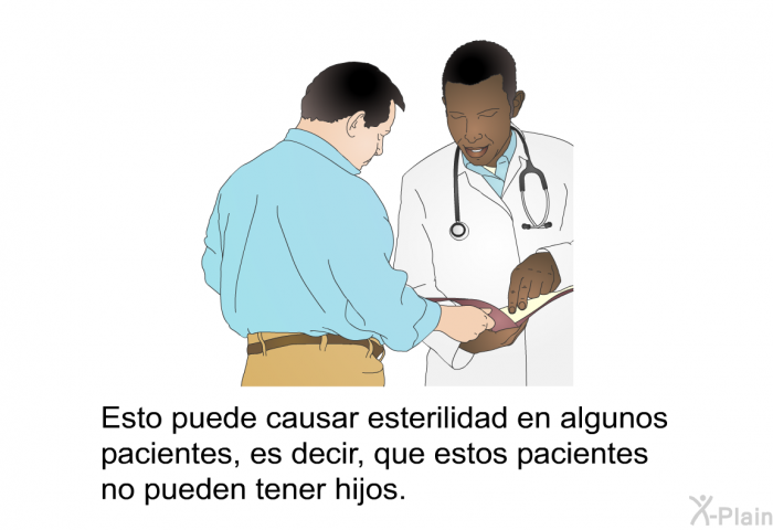 Esto puede causar esterilidad en algunos pacientes, es decir, que estos pacientes no pueden tener hijos.