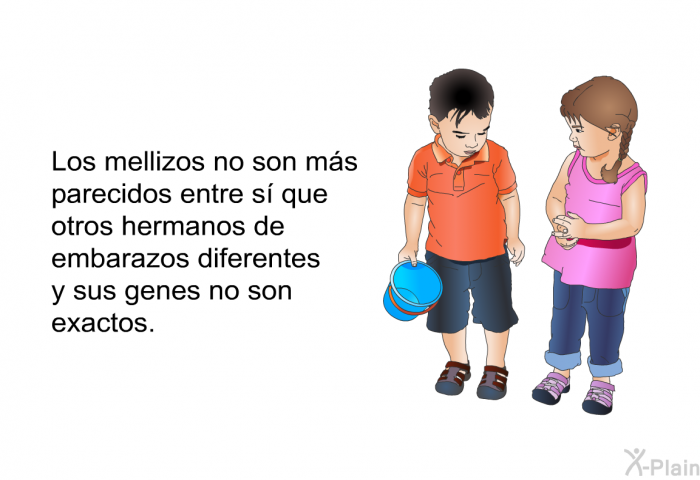 Los mellizos no son ms parecidos entre s que otros hermanos de embarazos diferentes y sus genes no son exactos.