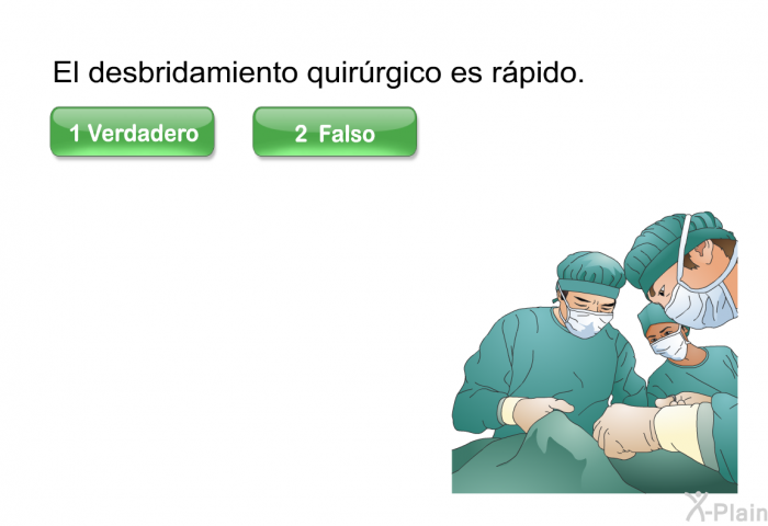 El desbridamiento quirrgico es rpido.