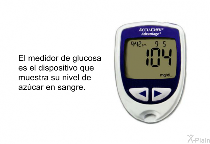 El medidor de glucosa es el dispositivo que muestra su nivel de azcar en sangre.